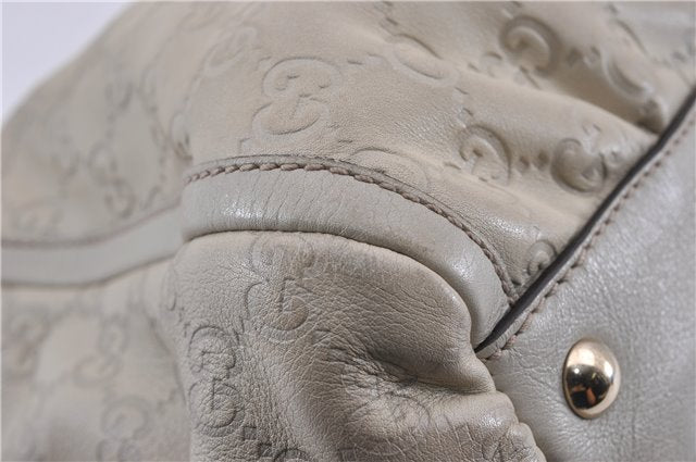 Authentic GUCCI Guccissima Abbey Shoulder Tote Bag GG Leather 189831 Ivory 9547F