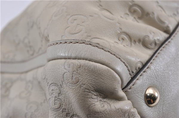 Authentic GUCCI Guccissima Abbey Shoulder Tote Bag GG Leather 189831 Ivory 9547F