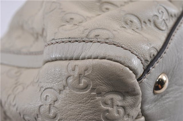 Authentic GUCCI Guccissima Abbey Shoulder Tote Bag GG Leather 189831 Ivory 9547F