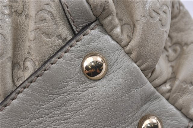 Authentic GUCCI Guccissima Abbey Shoulder Tote Bag GG Leather 189831 Ivory 9547F