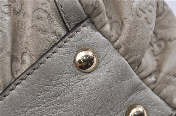 Authentic GUCCI Guccissima Abbey Shoulder Tote Bag GG Leather 189831 Ivory 9547F