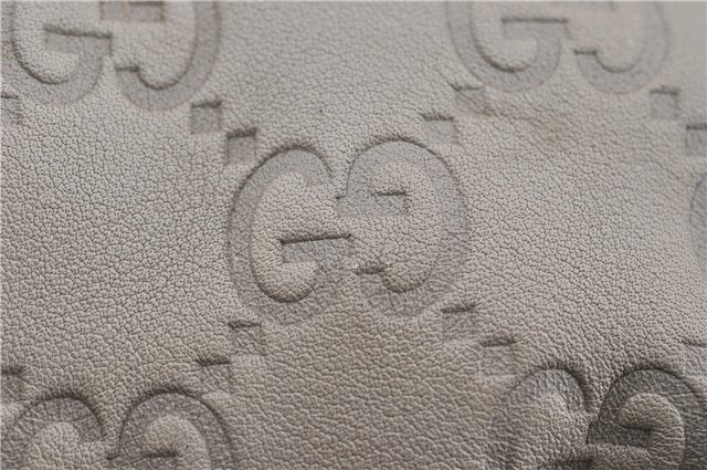 Authentic GUCCI Guccissima Abbey Shoulder Tote Bag GG Leather 189831 Ivory 9547F