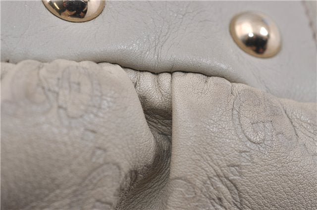 Authentic GUCCI Guccissima Abbey Shoulder Tote Bag GG Leather 189831 Ivory 9547F