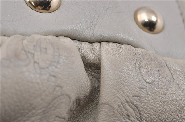 Authentic GUCCI Guccissima Abbey Shoulder Tote Bag GG Leather 189831 Ivory 9547F