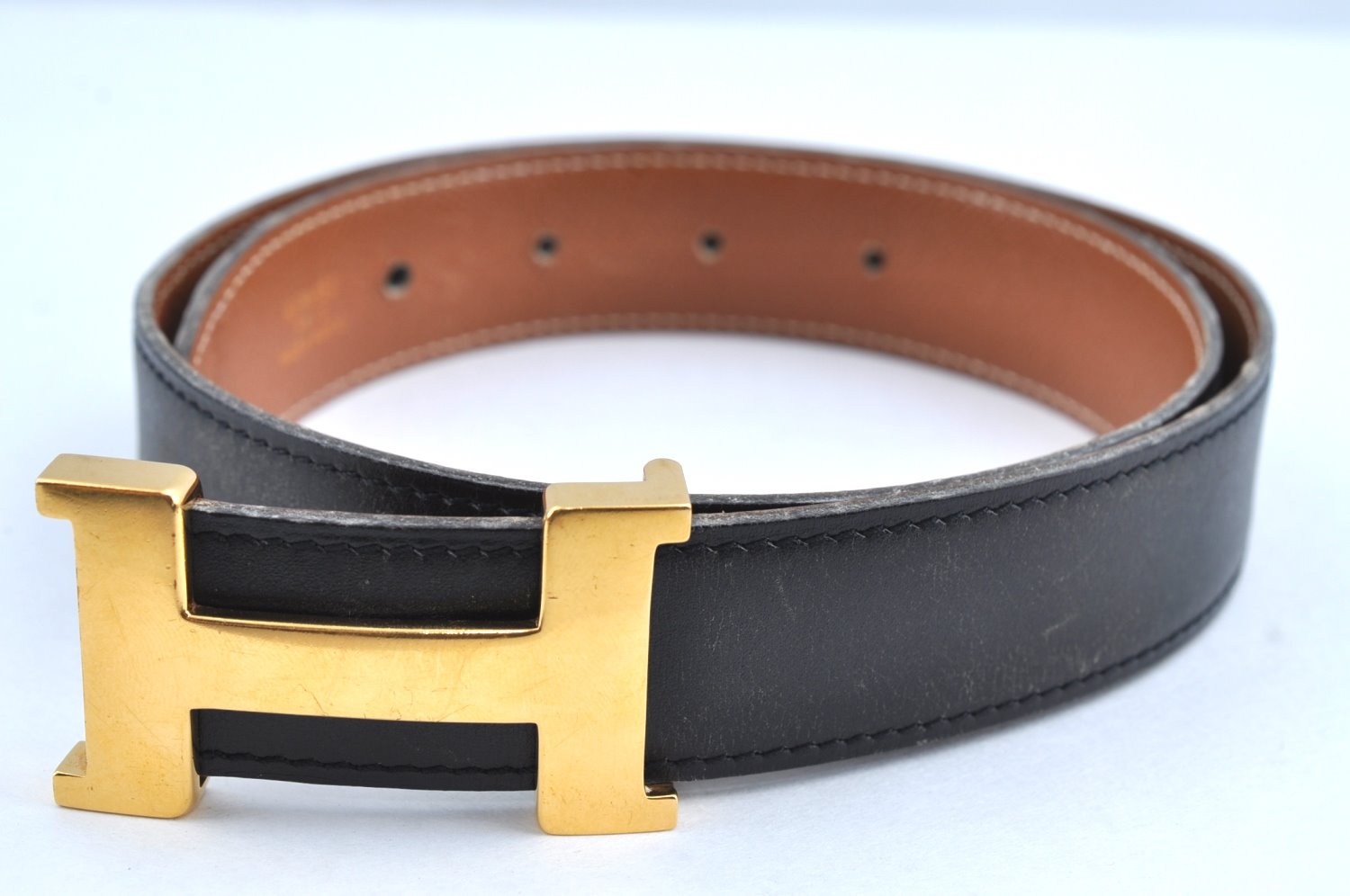 Authentic HERMES Constance Leather Belt Size 66cm 26