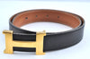 Authentic HERMES Constance Leather Belt Size 66cm 26" Black Brown 9548F