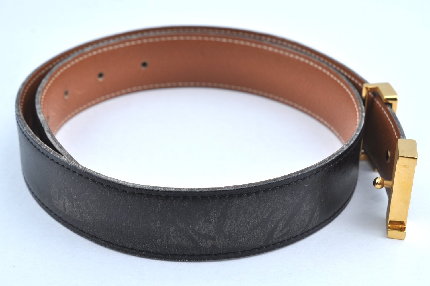 Authentic HERMES Constance Leather Belt Size 66cm 26