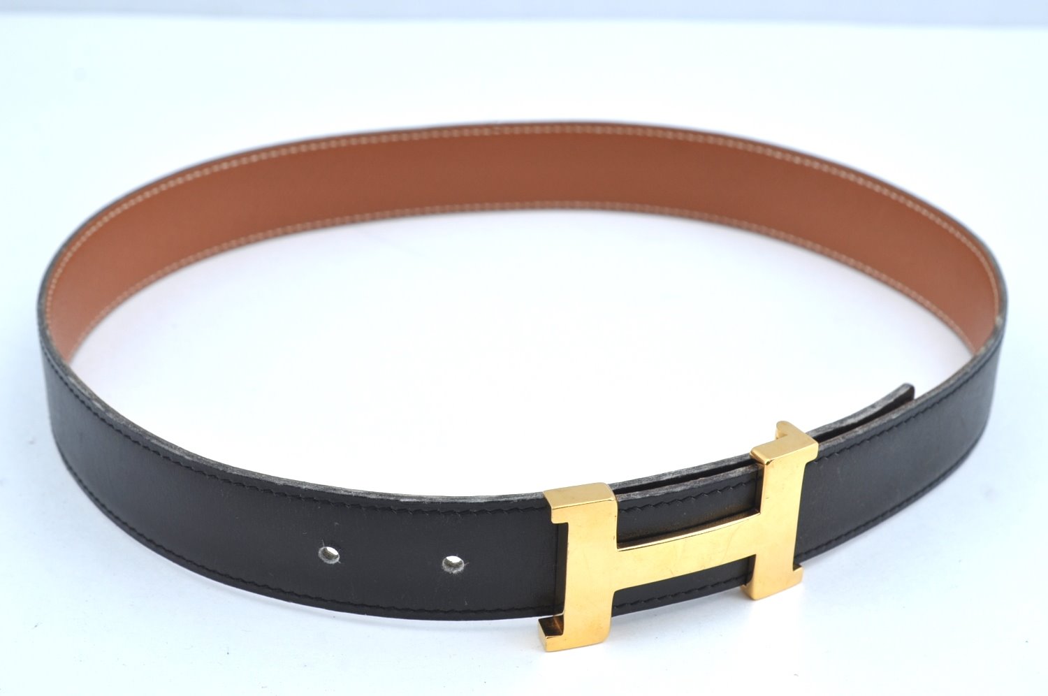 Authentic HERMES Constance Leather Belt Size 66cm 26