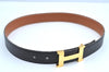 Authentic HERMES Constance Leather Belt Size 66cm 26" Black Brown 9548F