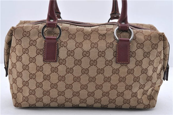 Authentic GUCCI Hand Bag Purse GG Canvas Leather 113009 Brown 9550C