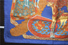 Auth HERMES Petit Carre 40 Scarf Handkerchief "ART des STEPPES" Silk Blue 9550D