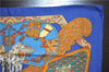 Auth HERMES Petit Carre 40 Scarf Handkerchief "ART des STEPPES" Silk Blue 9550D