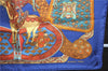 Auth HERMES Petit Carre 40 Scarf Handkerchief "ART des STEPPES" Silk Blue 9550D