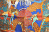 Auth HERMES Petit Carre 40 Scarf Handkerchief "ART des STEPPES" Silk Blue 9550D