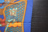 Auth HERMES Petit Carre 40 Scarf Handkerchief "ART des STEPPES" Silk Blue 9550D
