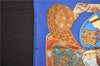 Auth HERMES Petit Carre 40 Scarf Handkerchief "ART des STEPPES" Silk Blue 9550D