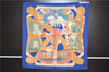 Auth HERMES Petit Carre 40 Scarf Handkerchief "ART des STEPPES" Silk Blue 9550D
