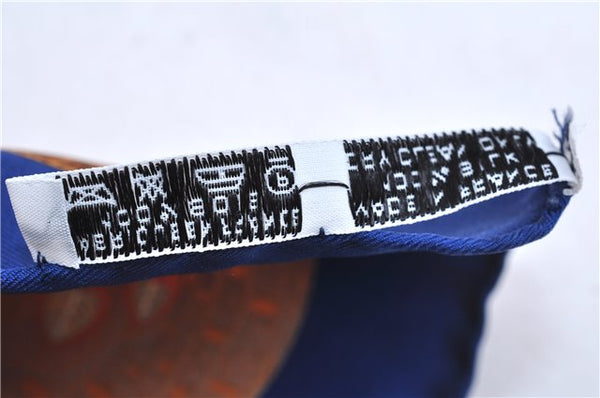 Auth HERMES Petit Carre 40 Scarf Handkerchief "ART des STEPPES" Silk Blue 9550D