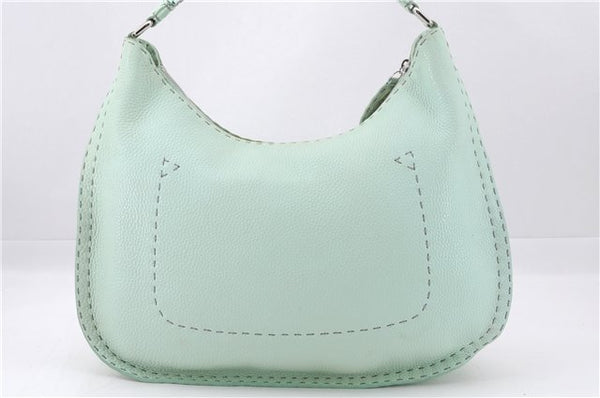 Authentic FENDI Selleria Vintage Shoulder Hand Bag Leather Light Green 9550E