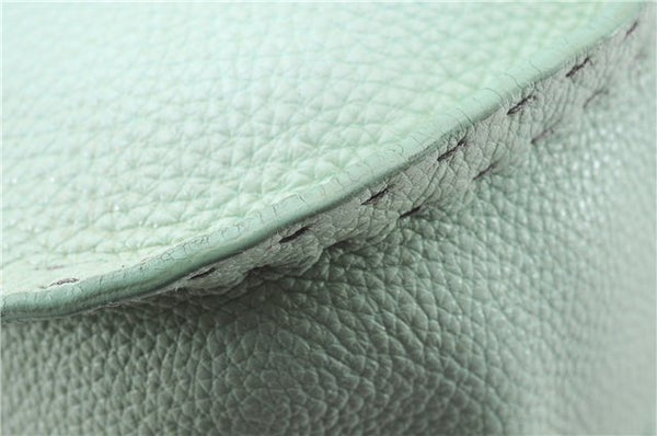 Authentic FENDI Selleria Vintage Shoulder Hand Bag Leather Light Green 9550E