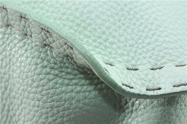 Authentic FENDI Selleria Vintage Shoulder Hand Bag Leather Light Green 9550E