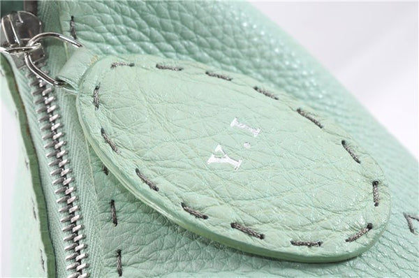 Authentic FENDI Selleria Vintage Shoulder Hand Bag Leather Light Green 9550E