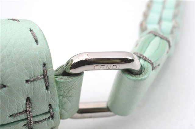 Authentic FENDI Selleria Vintage Shoulder Hand Bag Leather Light Green 9550E