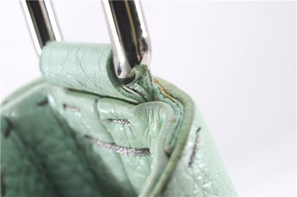 Authentic FENDI Selleria Vintage Shoulder Hand Bag Leather Light Green 9550E
