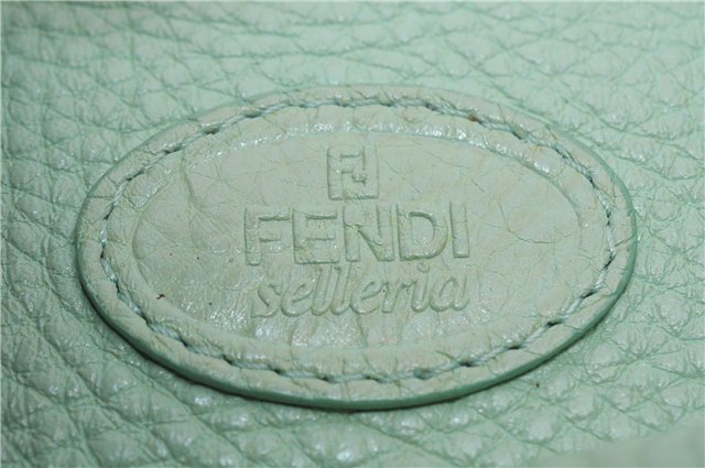 Authentic FENDI Selleria Vintage Shoulder Hand Bag Leather Light Green 9550E
