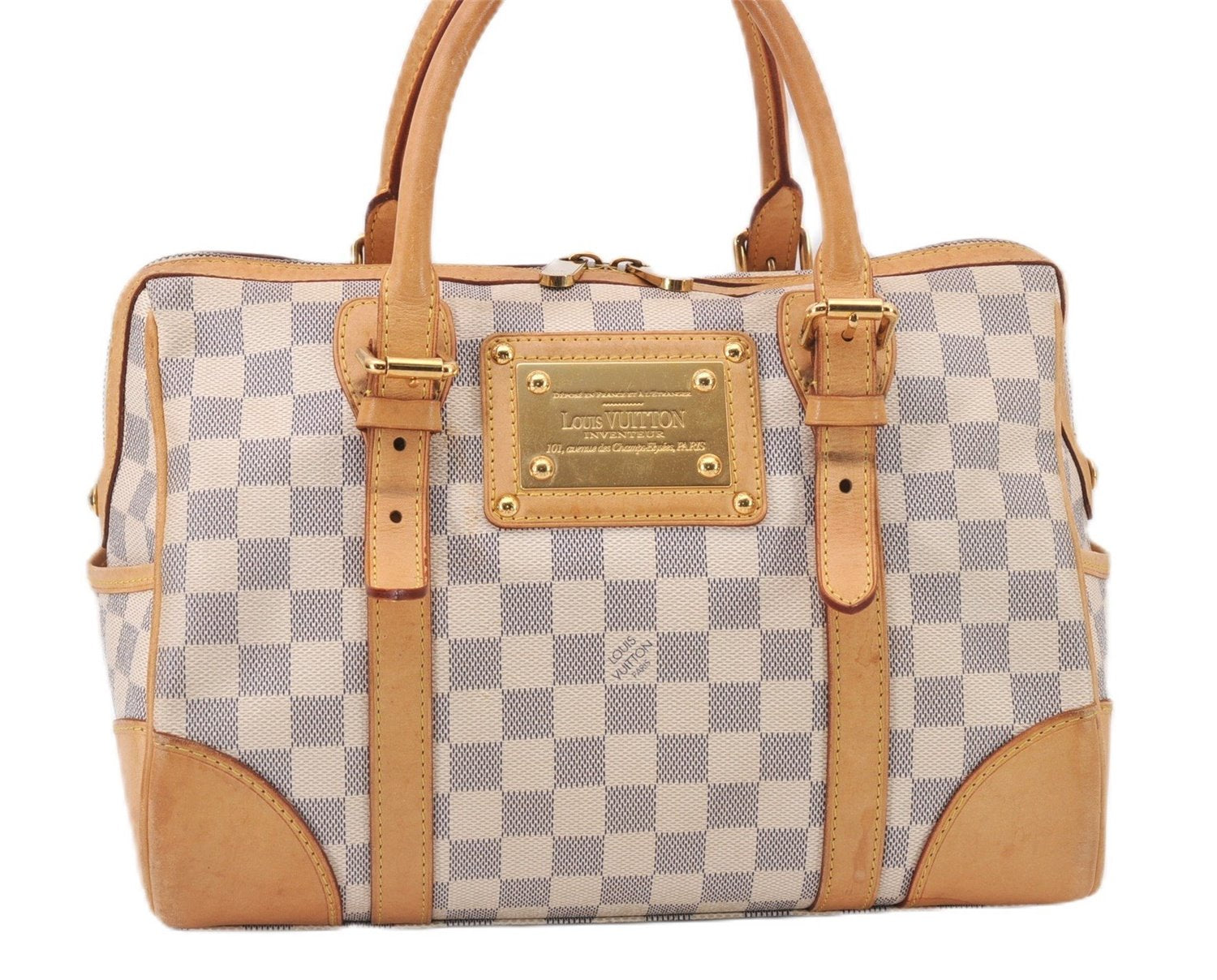 Authentic Louis Vuitton Damier Azur Berkeley Hand Boston Bag N52001 LV 9553E