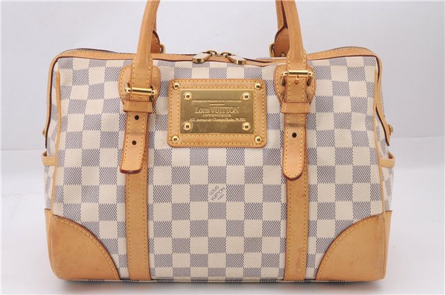 Authentic Louis Vuitton Damier Azur Berkeley Hand Boston Bag N52001 LV 9553E