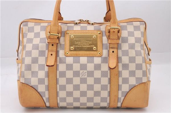 Authentic Louis Vuitton Damier Azur Berkeley Hand Boston Bag N52001 LV 9553E