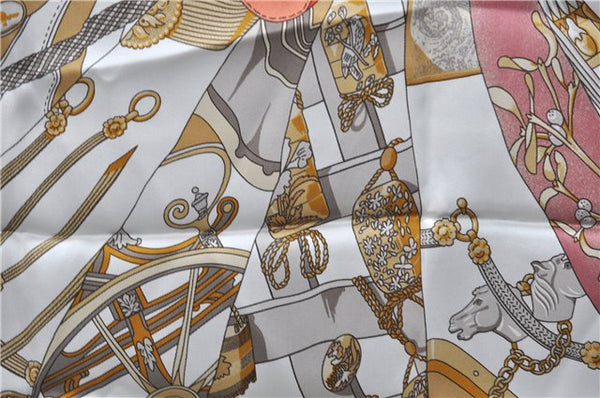 Authentic HERMES Carre 65 Scarf "soleil de soie" Silk Red 9554D