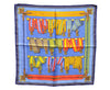 Authentic HERMES Petit Carre 40 Scarf Handkerchief "Les Sangles" Silk Blue 9557D