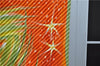 Authentic HERMES Pleats Scarf "FEUX DU CIEL" Light Green Orange Box 9561D