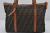 Authentic FENDI Zucca Vintage Shoulder Tote Bag Canvas Leather Brown 9563E