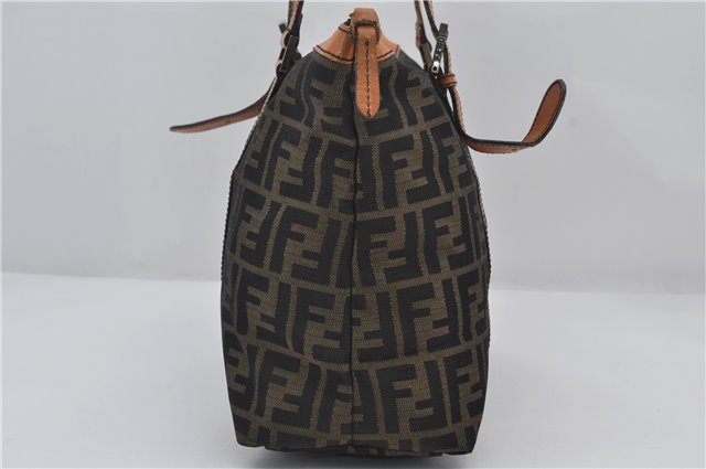 Authentic FENDI Zucca Vintage Shoulder Tote Bag Canvas Leather Brown 9563E