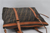Authentic FENDI Zucca Vintage Shoulder Tote Bag Canvas Leather Brown 9563E