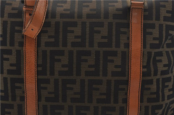 Authentic FENDI Zucca Vintage Shoulder Tote Bag Canvas Leather Brown 9563E