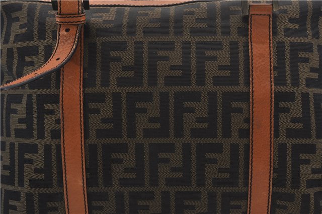 Authentic FENDI Zucca Vintage Shoulder Tote Bag Canvas Leather Brown 9563E