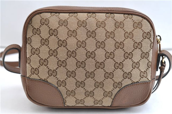 Authentic GUCCI Shoulder Crossbody Bag GG Canvas Leather 449413 Brown Junk 9564E