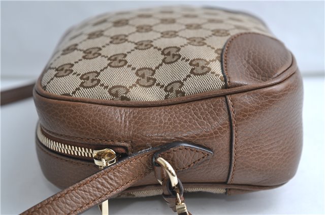 Authentic GUCCI Shoulder Crossbody Bag GG Canvas Leather 449413 Brown Junk 9564E