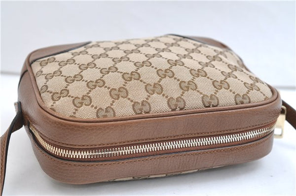 Authentic GUCCI Shoulder Crossbody Bag GG Canvas Leather 449413 Brown Junk 9564E