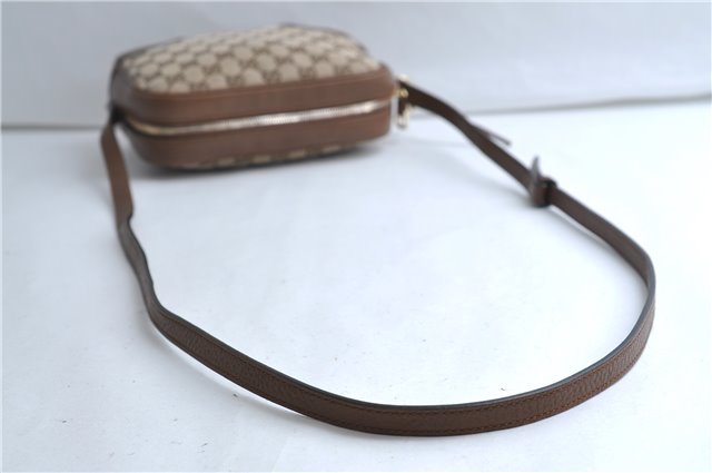 Authentic GUCCI Shoulder Crossbody Bag GG Canvas Leather 449413 Brown Junk 9564E