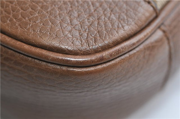 Authentic GUCCI Shoulder Crossbody Bag GG Canvas Leather 449413 Brown Junk 9564E