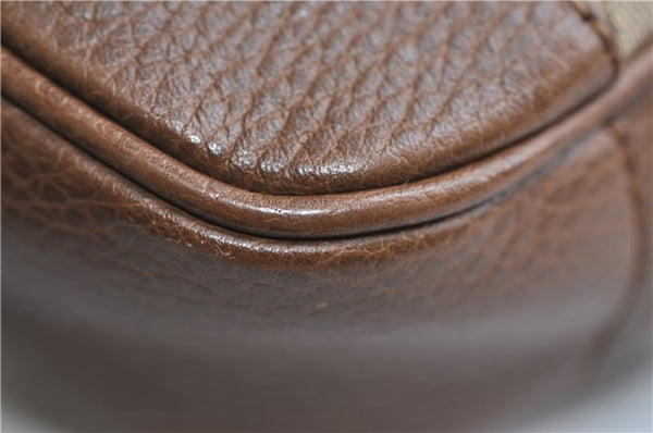 Authentic GUCCI Shoulder Crossbody Bag GG Canvas Leather 449413 Brown Junk 9564E