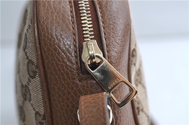 Authentic GUCCI Shoulder Crossbody Bag GG Canvas Leather 449413 Brown Junk 9564E