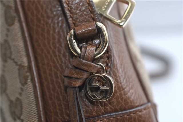 Authentic GUCCI Shoulder Crossbody Bag GG Canvas Leather 449413 Brown Junk 9564E