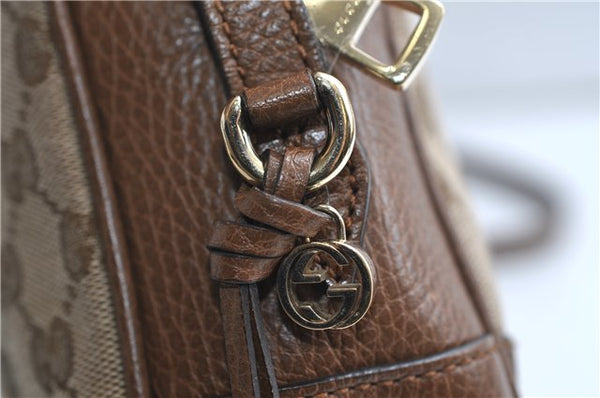 Authentic GUCCI Shoulder Crossbody Bag GG Canvas Leather 449413 Brown Junk 9564E