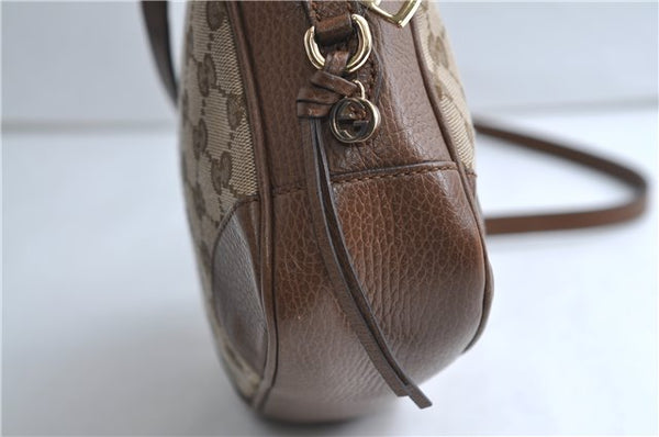 Authentic GUCCI Shoulder Crossbody Bag GG Canvas Leather 449413 Brown Junk 9564E